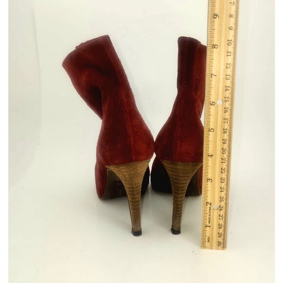 Free People Fairfax Heel Suede Zip Boot Womens 8.5/39 Rust Red corpcore office - Picture 4 of 9